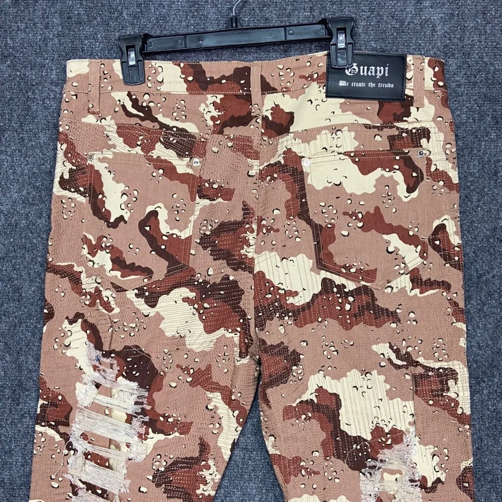 Guapi Limited Edition Drops Men's 38 Red Camo Distressed‎ Skinny Fit Jeans Urban